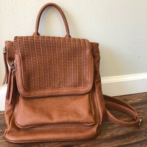 Elegant Tan Leather Backpack